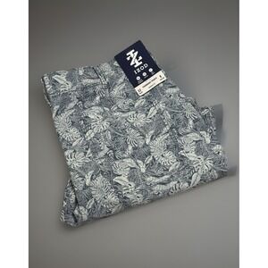 NEW Izod Mens Classic Fit Chambray Prints 8" Shorts Colony Blue 32W Tropical $50